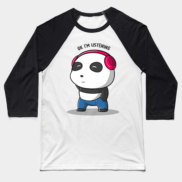 cute animal friendly panda Baseball T-Shirt by WhatsDax